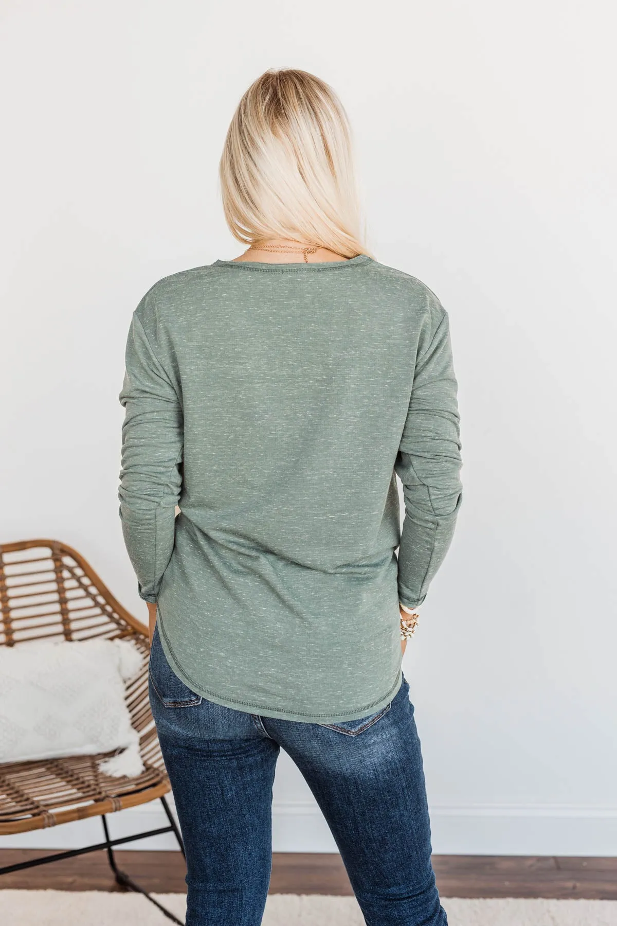 Winning Back Happiness V-Neck Top- Olive
