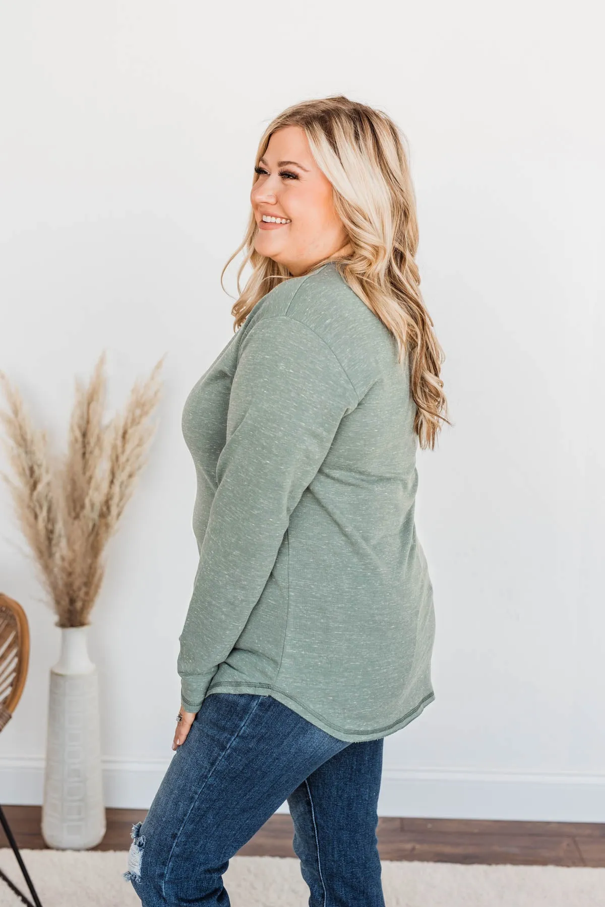 Winning Back Happiness V-Neck Top- Olive