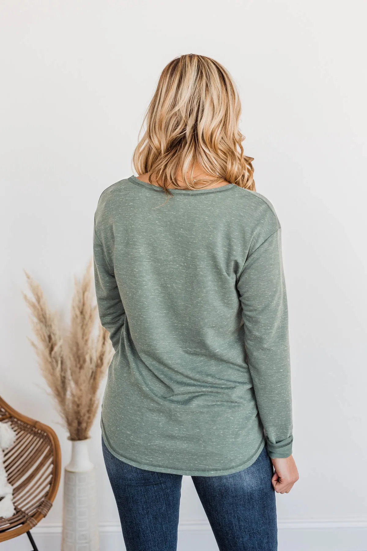 Winning Back Happiness V-Neck Top- Olive
