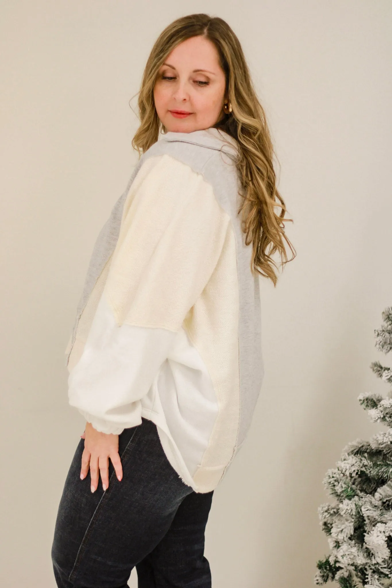 Winter Magic Cream Contrast Pullover