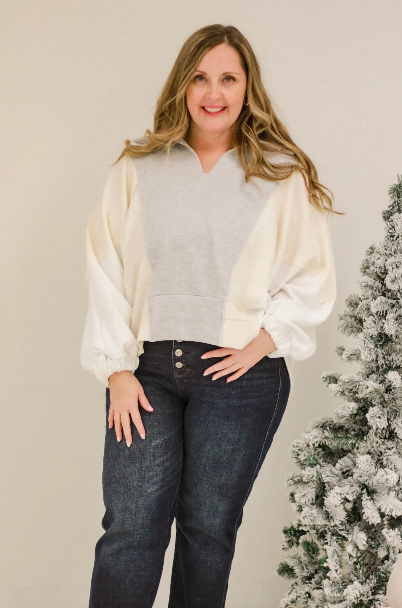 Winter Magic Cream Contrast Pullover