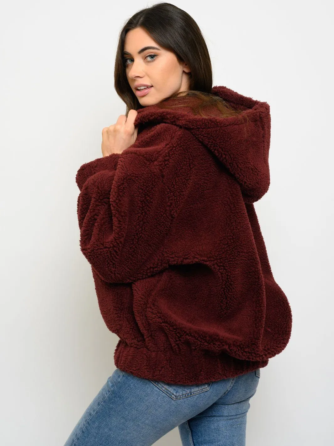 WOMEN'S FUZZY HOODIE JACKET
