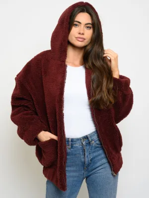 WOMEN'S FUZZY HOODIE JACKET