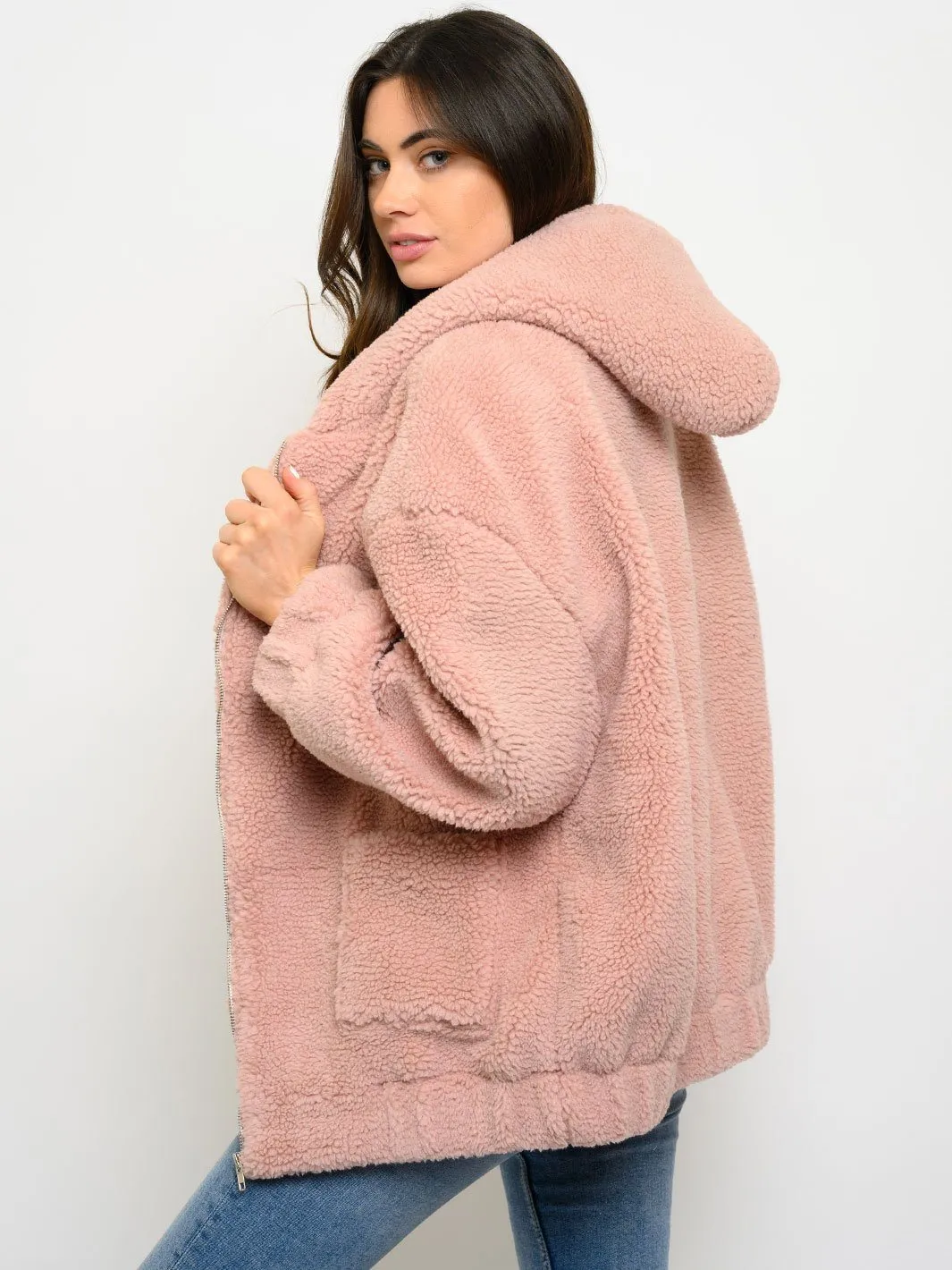 WOMEN'S FUZZY HOODIE JACKET