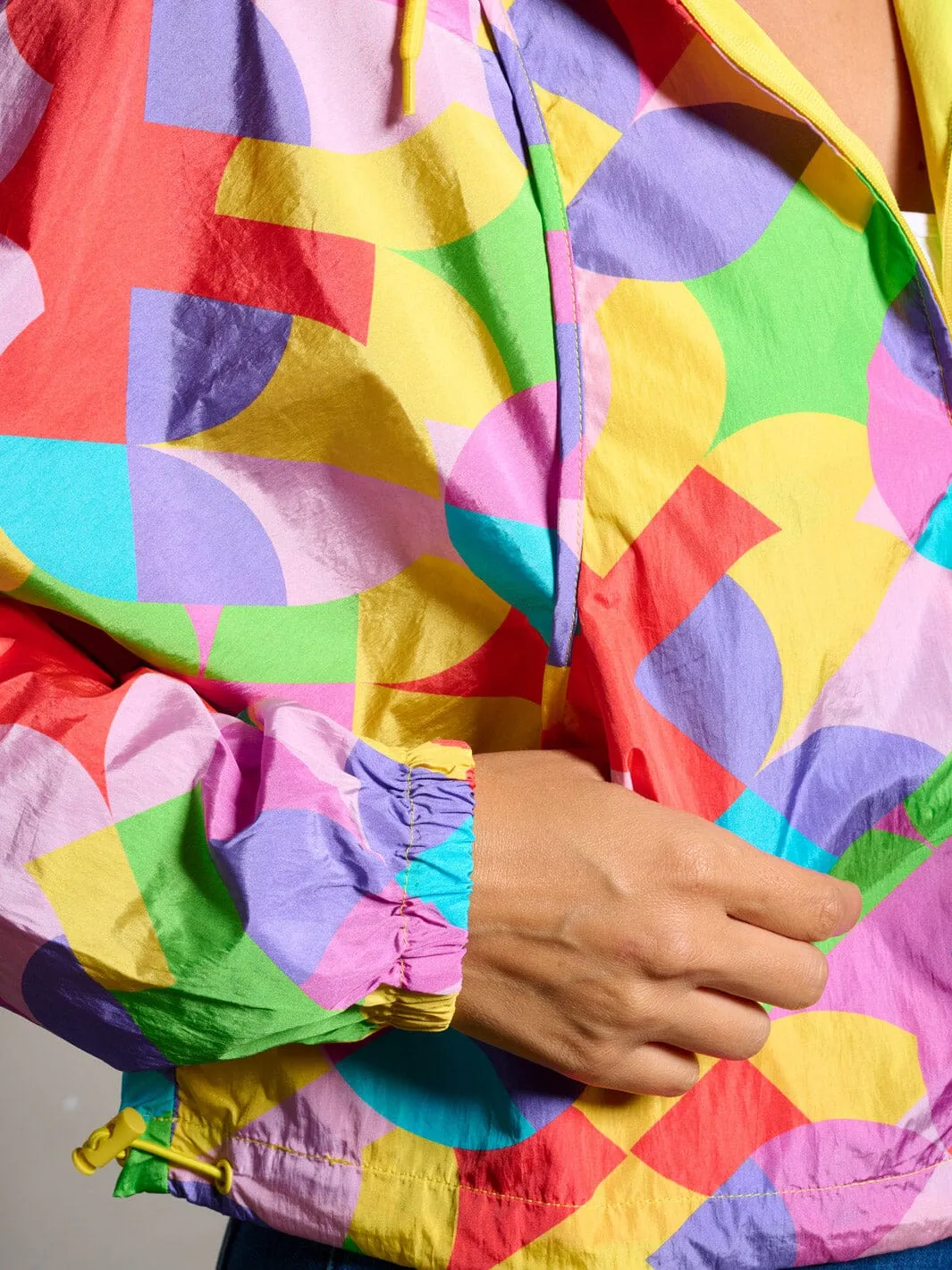 WOMEN'S LONG SLEEVE ZIP UP HOODED MULTI PRINT JACKET