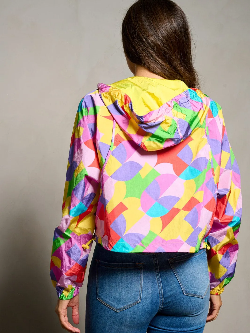 WOMEN'S LONG SLEEVE ZIP UP HOODED MULTI PRINT JACKET