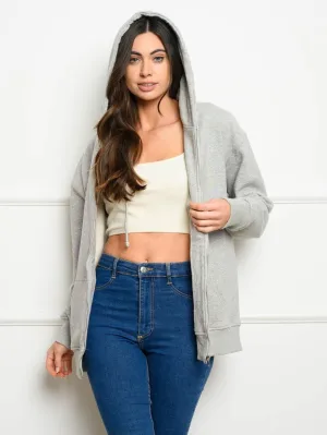 WOMEN'S LONG SLEEVE ZIP UP HOODIE JACKET