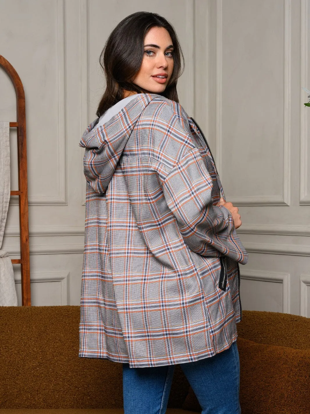 WOMEN'S LONG SLEEVE ZIP UP HOODIE STRIPES JACKET