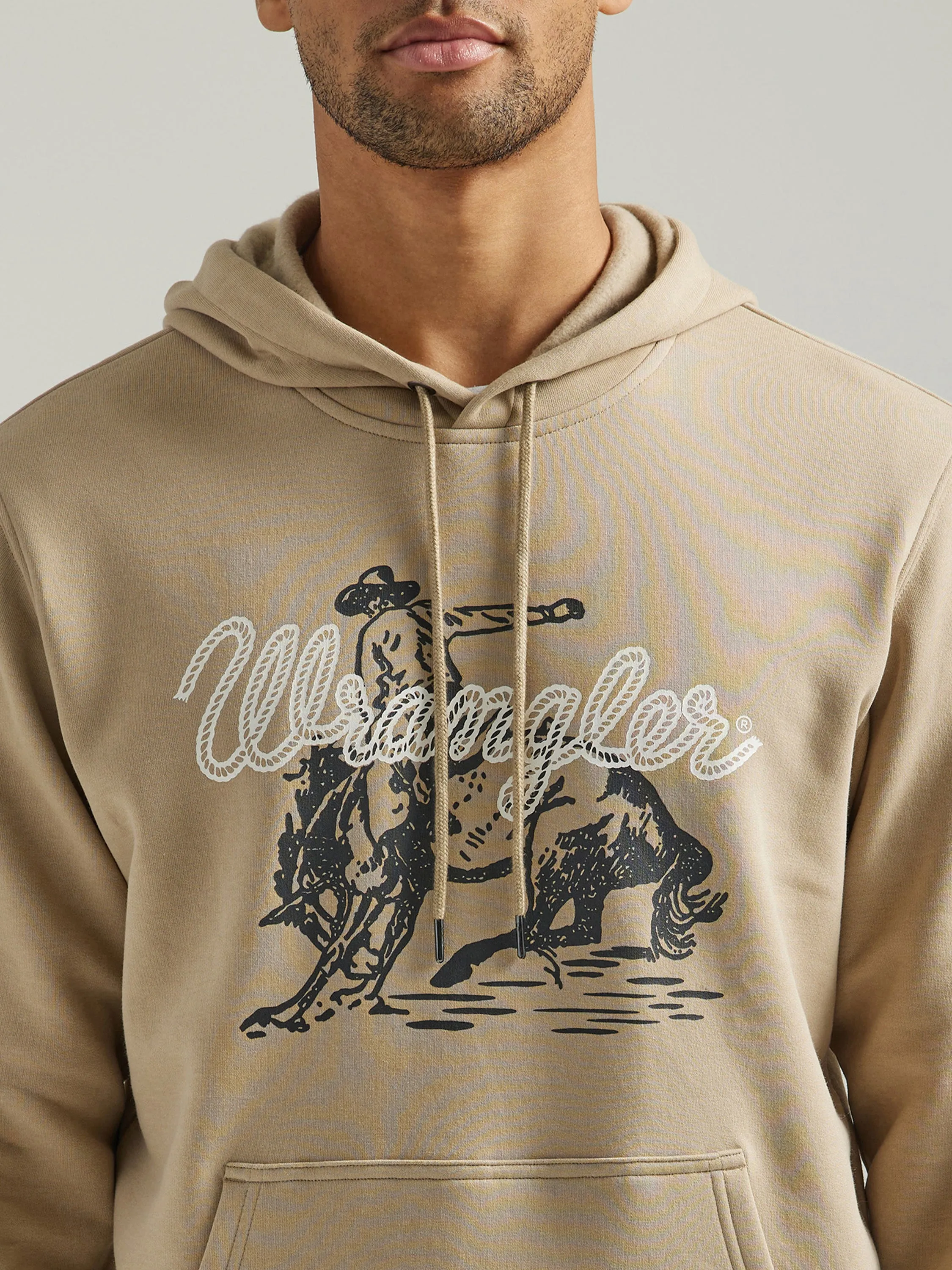 Wrangler Men's Trench Coat Heather Cowboy Graphic Hoodie