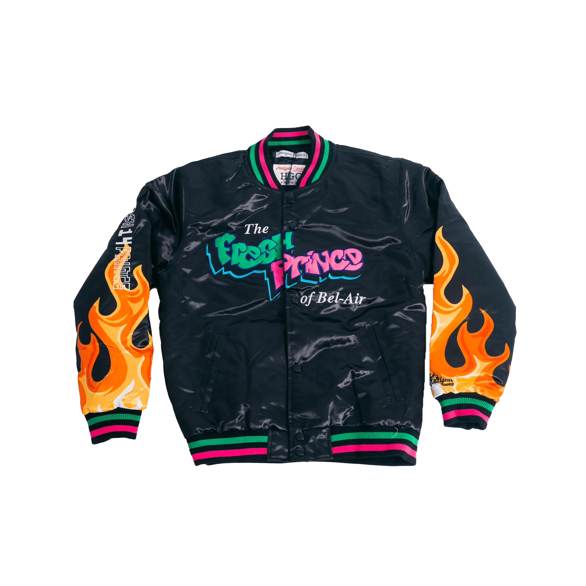YOUTH BLACK FLAME FRESH PRINCE SATIN JACKET