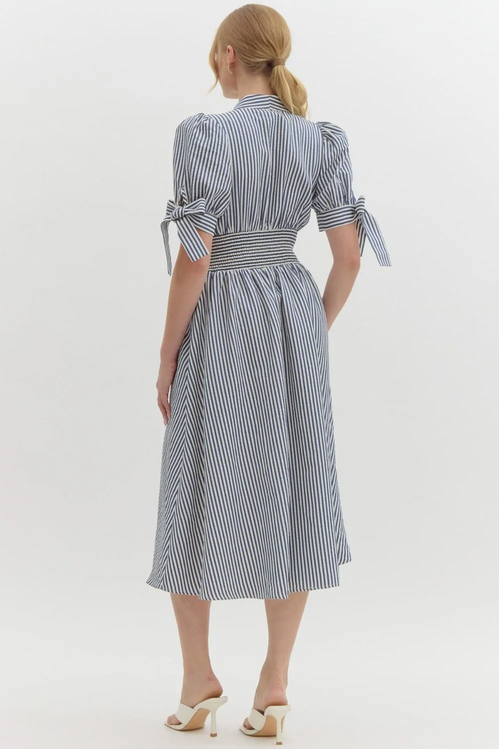 Zip front Pin Stripe Midi Dress